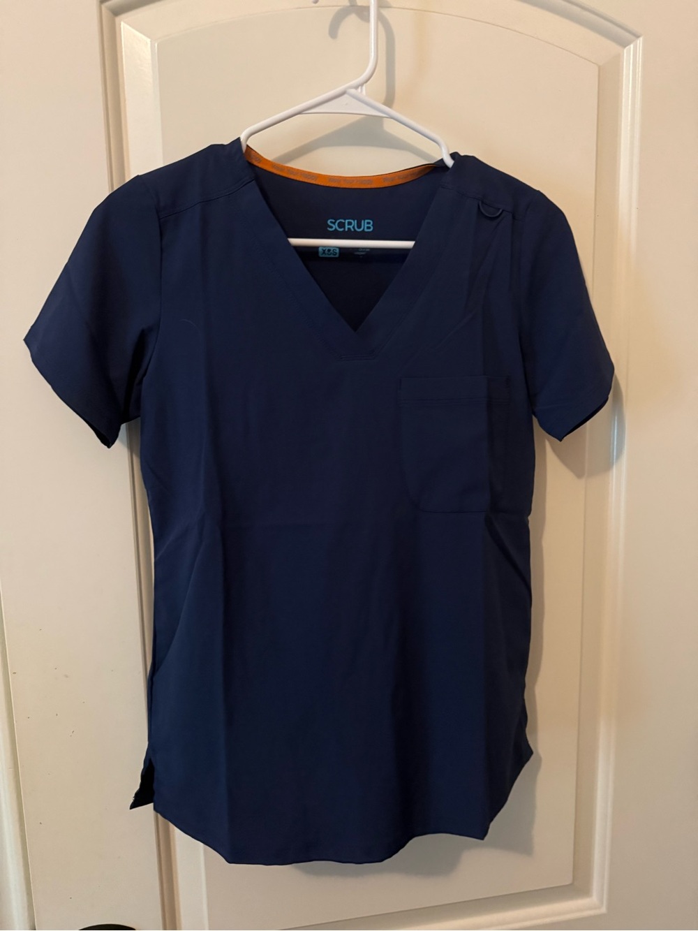 Smart Scrubs Navy V-Neck Top with Orange Trim